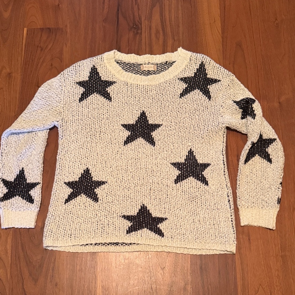 Altar'd State Black Star Patterned Cream Sweater